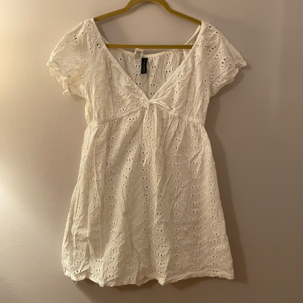White eyelet swim coverup